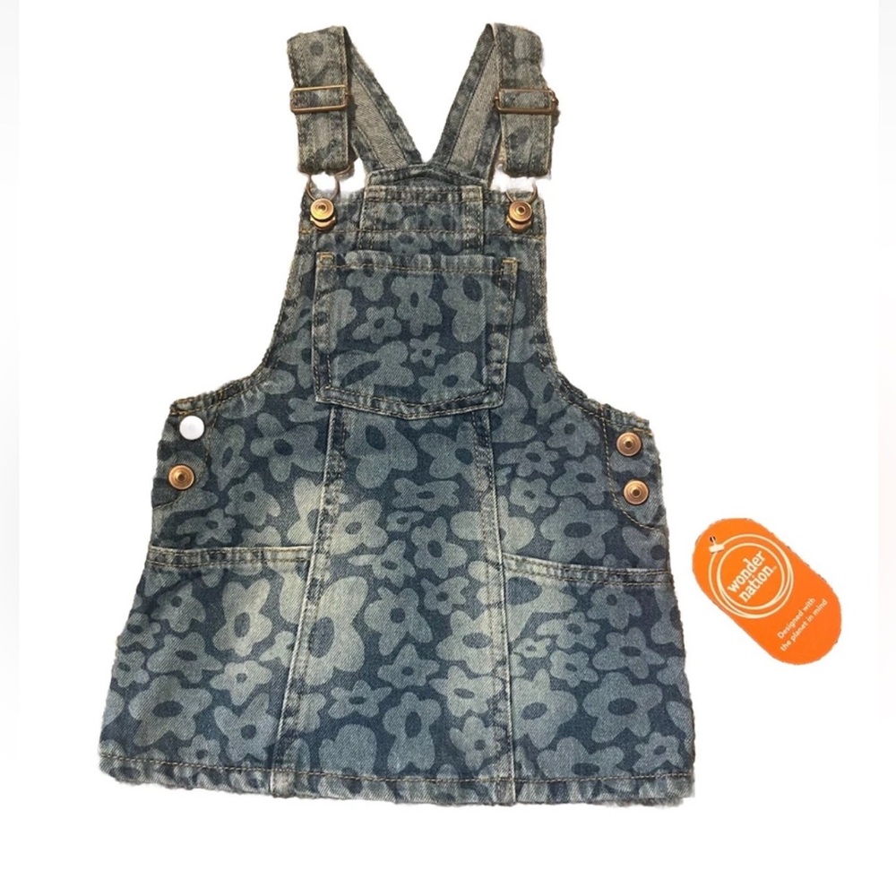 Little Girl Adorable Dress Size 18 Months Denim Floral Print Jeans With Pockets